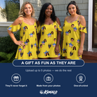 Friends in matching Women's Liberty Stripe Custom Face Off-Shoulder Dress — a group gift photo