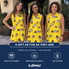 Friends in matching Women's Liberty Stripe Custom Face V-Neck Dress — a group gift photo