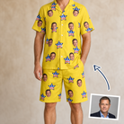 Man wearing Men's Liberty Stripe Custom Face Shirt & Shorts Set — custom faces printed all-over