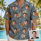 Man wearing Men's Lotus Limbo Custom Face Hawaiian Shirt — custom faces printed all-over