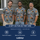 Friends in matching Men's Lotus Limbo Custom Face Polo Shirt — a group gift photo