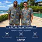 Friends in matching Men's Lotus Limbo Custom Face Shirt & Shorts Set — a group gift photo