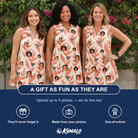 Friends in matching Women's Lobster Lilt Custom Face V-Neck Dress — a group gift photo