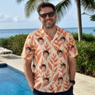 Real-life photo of someone wearing Men's Lobster Lilt Custom Face Hawaiian Shirt — custom faces printed all-over