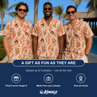 Friends in matching Men's Lobster Lilt Custom Face Hawaiian Shirt — a group gift photo