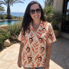Real-life photo of someone wearing Women's Lobster Lilt Custom Face Hawaiian Shirt — custom faces printed all-over