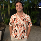 Real-life photo of someone wearing Men's Lobster Lilt Custom Face Polo Shirt — custom faces printed all-over