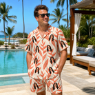 Real-life photo of someone wearing Men's Lobster Lilt Custom Face Shirt & Shorts Set — custom faces printed all-over