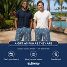Friends in matching Men's Flower Power Custom Face Beach Shorts — a group gift photo