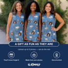 Friends in matching Women's Flower Power Custom Face V-Neck Dress — a group gift photo