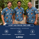 Friends in matching Men's Flower Power Custom Face Polo Shirt — a group gift photo