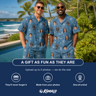 Friends in matching Men's Flower Power Custom Face Shirt & Shorts Set — a group gift photo