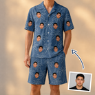 Man wearing Men's Aloha Arbor Custom Face Shirt & Shorts Set — custom faces printed all-over
