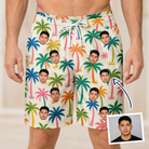 Man wearing Men's Sunbeam Sprigs Custom Face Beach Shorts — custom faces printed all-over