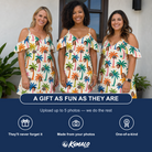 Friends in matching Women's Sunbeam Sprigs Custom Face Off-Shoulder Dress — a group gift photo