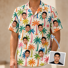 Man wearing Men's Sunbeam Sprigs Custom Face Hawaiian Shirt — custom faces printed all-over