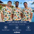 Friends in matching Men's Sunbeam Sprigs Custom Face Hawaiian Shirt — a group gift photo