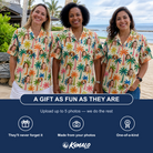 Friends in matching Women's Sunbeam Sprigs Custom Face Hawaiian Shirt — a group gift photo