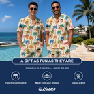 Friends in matching Men's Sunbeam Sprigs Custom Face Shirt & Shorts Set — a group gift photo