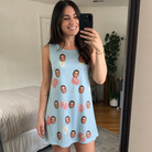 Real-life photo of someone wearing Women's Spatha Spark Custom Face Tank Dress — custom faces printed all-over