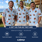 Friends in matching Men's Spatha Spark Custom Face Hawaiian Shirt — a group gift photo