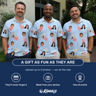 Friends in matching Men's Spatha Spark Custom Face Polo Shirt — a group gift photo
