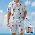 Man wearing Men's Spatha Spark Custom Face Shirt & Shorts Set — custom faces printed all-over