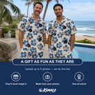 Friends in matching Men's Flora Fiesta Custom Face Shirt & Shorts Set — a group gift photo