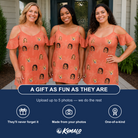 Friends in matching Women's Tiki Treetops Custom Face Off-Shoulder Dress — a group gift photo