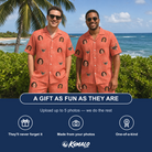 Friends in matching Men's Tiki Treetops Custom Face Shirt & Shorts Set — a group gift photo