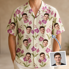 Man wearing Men's Velvet Vines Custom Face Hawaiian Shirt — custom faces printed all-over