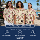 Friends in matching Women's Velvet Vines Custom Face Hawaiian Shirt — a group gift photo