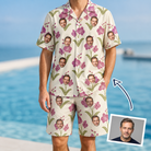 Man wearing Men's Velvet Vines Custom Face Shirt & Shorts Set — custom faces printed all-over