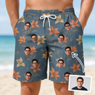 Man wearing Men's Lily Limelight Custom Face Beach Shorts — custom faces printed all-over