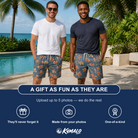 Friends in matching Men's Lily Limelight Custom Face Beach Shorts — a group gift photo