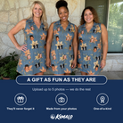 Friends in matching Women's Lily Limelight Custom Face V-Neck Dress — a group gift photo