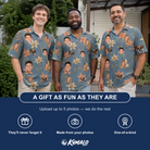 Friends in matching Men's Lily Limelight Custom Face Polo Shirt — a group gift photo