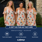 Friends in matching Women's Bract Attack Custom Face Off-Shoulder Dress — a group gift photo