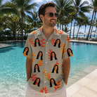 Real-life photo of someone wearing Men's Bract Attack Custom Face Hawaiian Shirt — custom faces printed all-over