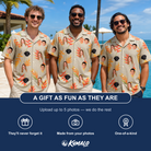 Friends in matching Men's Bract Attack Custom Face Hawaiian Shirt — a group gift photo