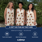 Friends in matching Women's Crimson Calyx Custom Face V-Neck Dress — a group gift photo