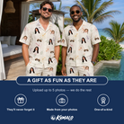 Friends in matching Men's Crimson Calyx Custom Face Shirt & Shorts Set — a group gift photo