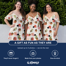 Friends in matching Women's Anthurium Antics Custom Face Off-Shoulder Dress — a group gift photo