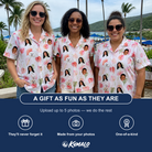 Friends in matching Women's Anthurium Antics Custom Face Hawaiian Shirt — a group gift photo