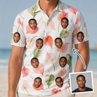 Man wearing Men's Anthurium Antics Custom Face Polo Shirt — custom faces printed all-over