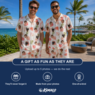 Friends in matching Men's Anthurium Antics Custom Face Shirt & Shorts Set — a group gift photo