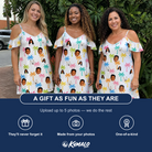 Friends in matching Women's Jungle Jive Custom Face Off-Shoulder Dress — a group gift photo
