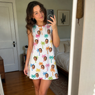Real-life photo of someone wearing Women's Jungle Jive Custom Face Tank Dress — custom faces printed all-over
