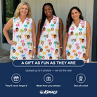 Friends in matching Women's Jungle Jive Custom Face V-Neck Dress — a group gift photo