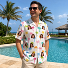 Real-life photo of someone wearing Men's Jungle Jive Custom Face Hawaiian Shirt — custom faces printed all-over